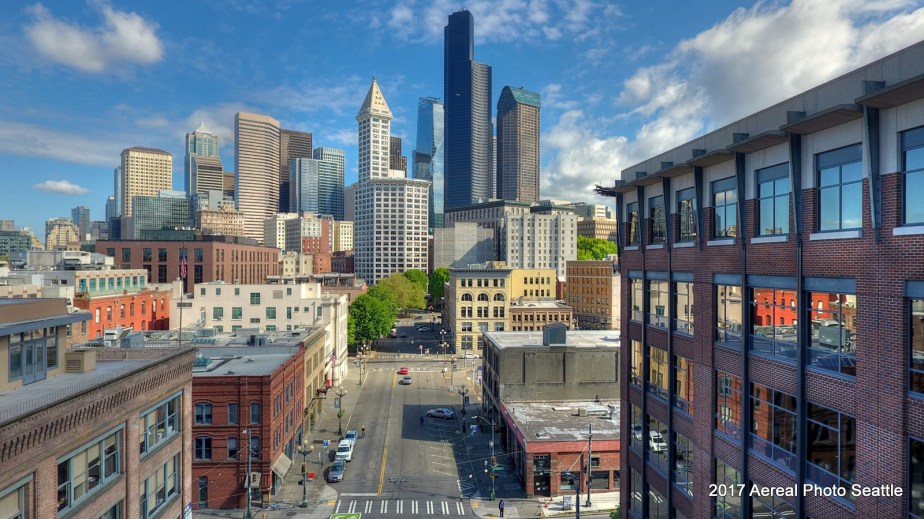 towers seen from Pioneer Square